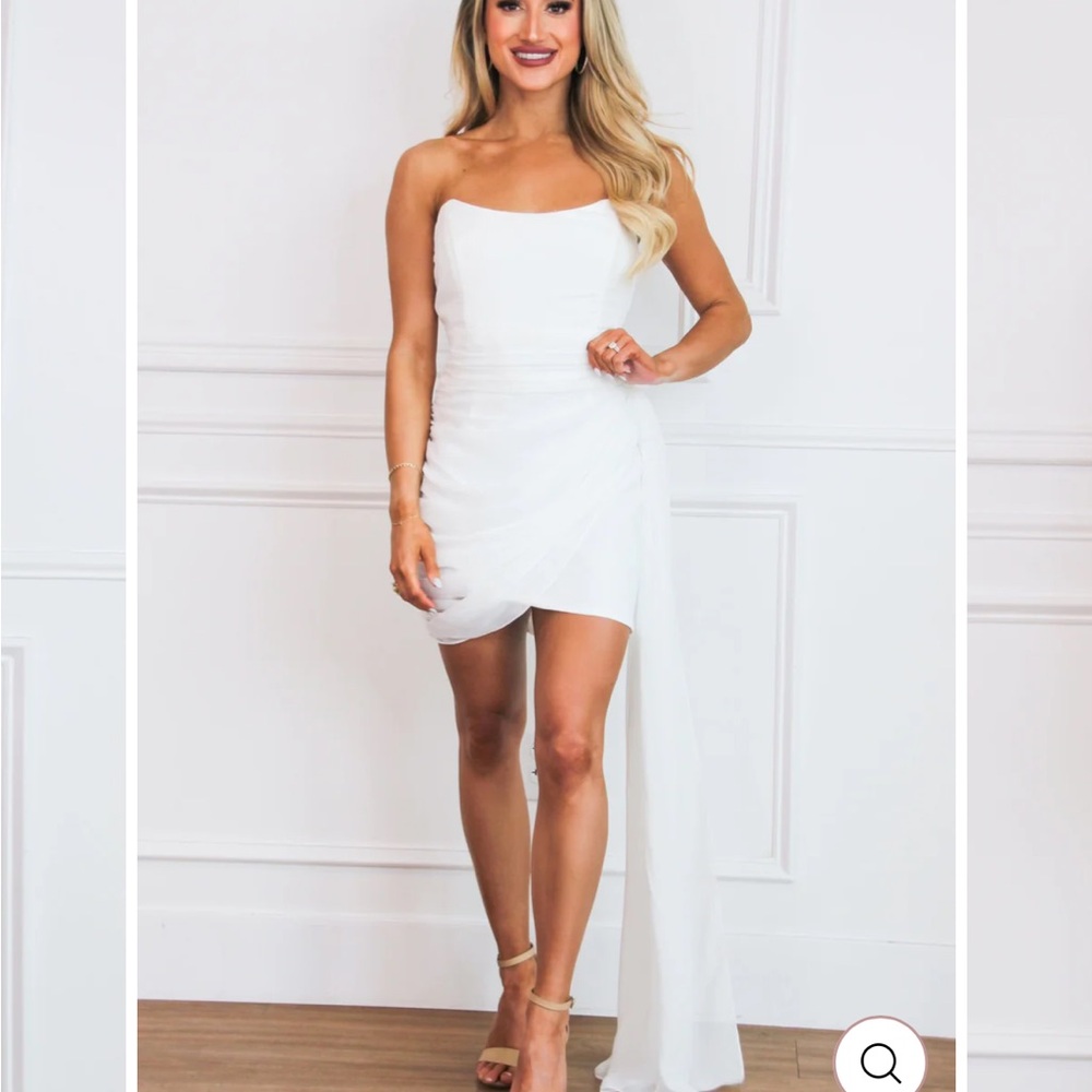 NWT White Strapless Dress W/ Sash